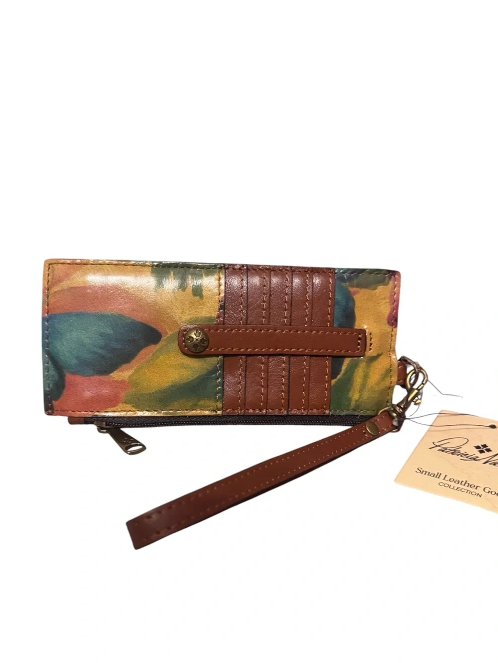 Patricia Nash Heritage Alanna Leather Wristlet Card Organizer, Watercolor, NWT